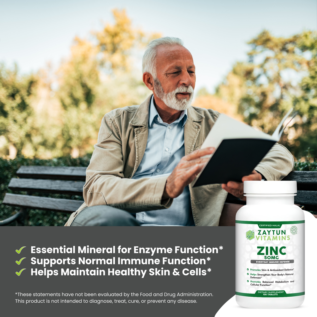 Halal Zinc 50mg Tablets (3-Pack)