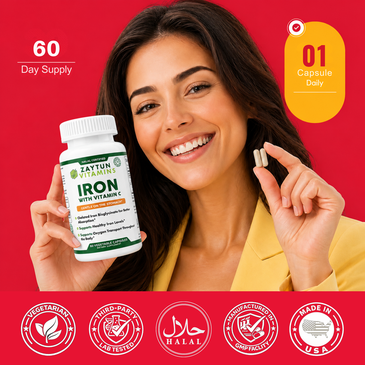 Halal Iron + Vitamin C Capsules (3Pack)