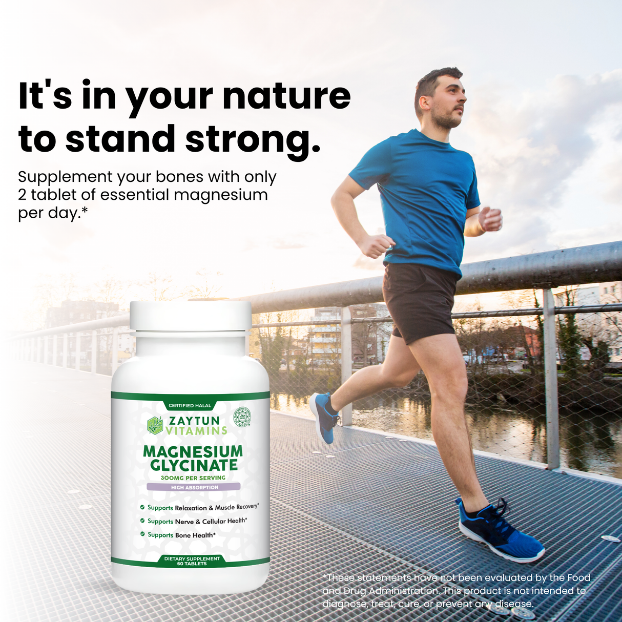 Halal Magnesium Glycinate Tablets (3-Pack)