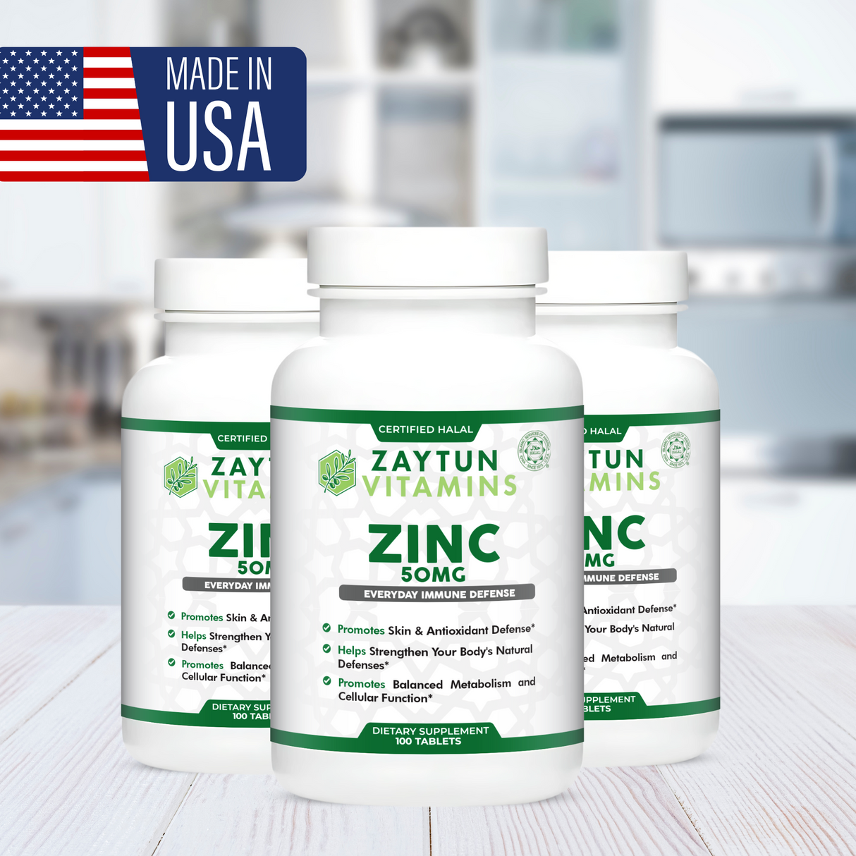 Halal Zinc 50mg Tablets (3-Pack)