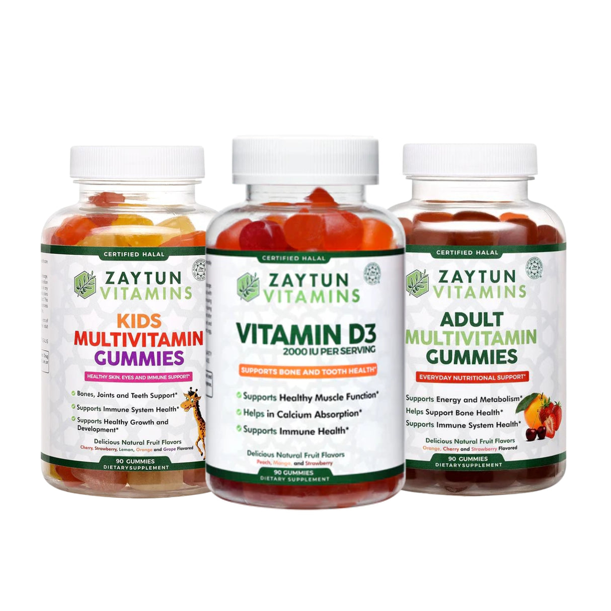 Adult Multivitamins + Kids Multivitamins + Vitamin D3 2000IU Gummies Bundle