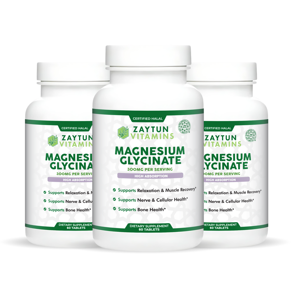 Halal Magnesium Glycinate Tablets (3-Pack)