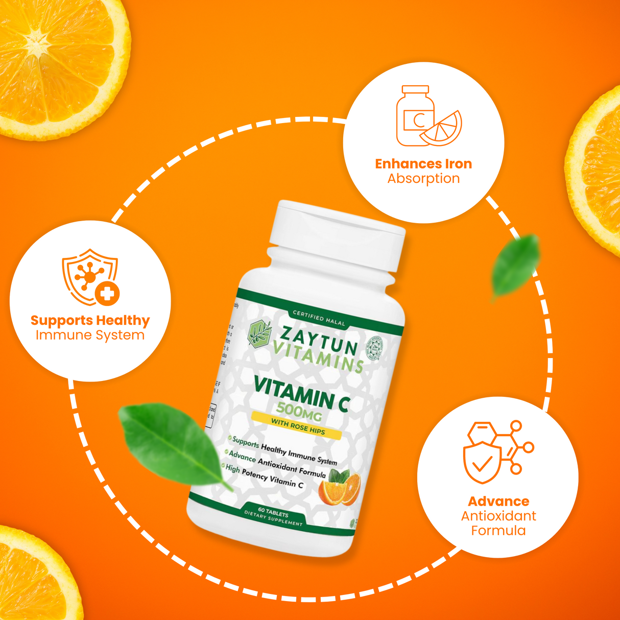 Halal Vitamin C 500mg Tablets (3-Pack)