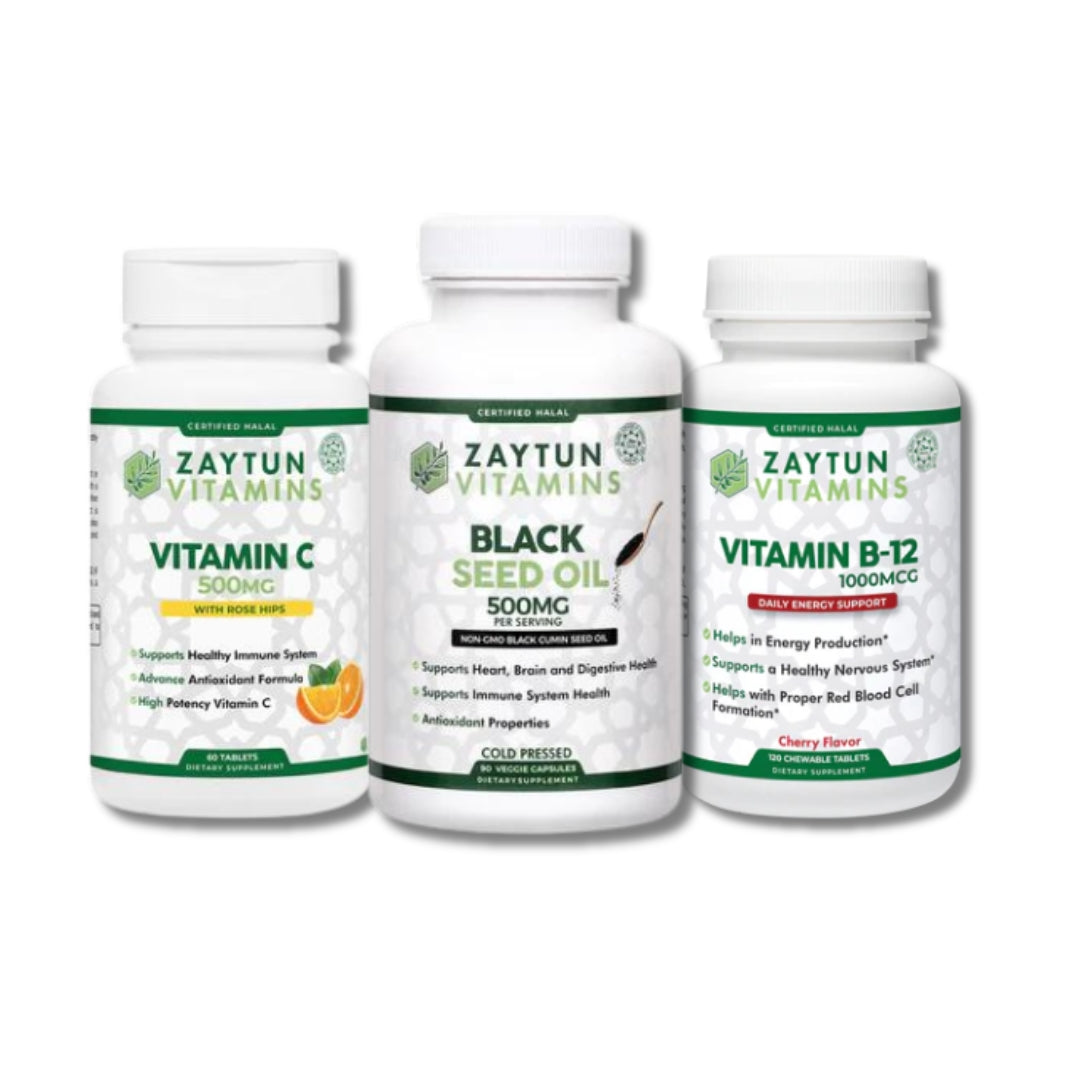 Vitamin C + Vitamin B-12 + Black Seed Oil Bundle