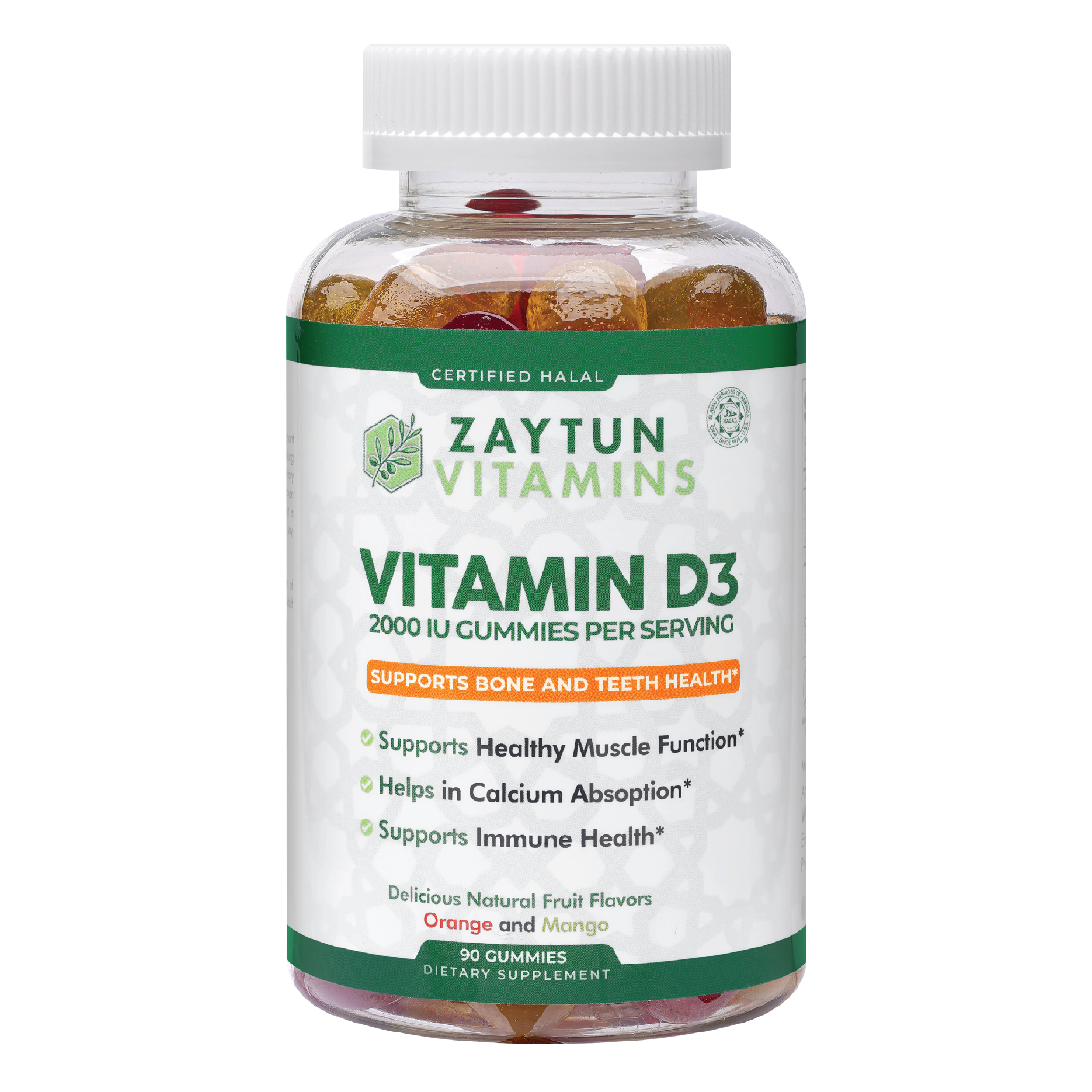 Zaytun Halal Vitamin D3 2000IU, 90 Fruit Flavored Gummies, Made in