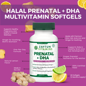 Halal Prenatal + DHA Multivitamin Softgels