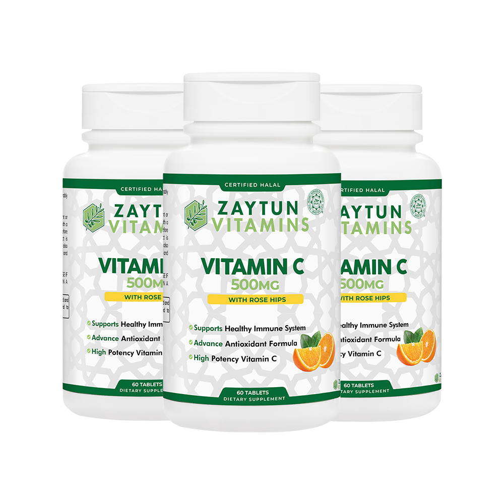 Halal Vitamin C 500mg Tablets (3-Pack)